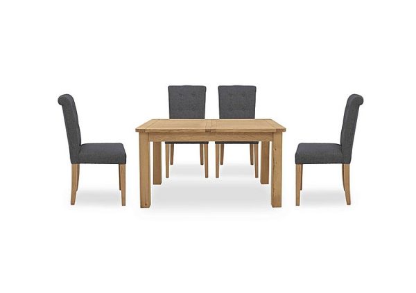 Augusta Small Rectangular Extending Dining Table and 4 Roll Back Upholstered Chairs Anthracite