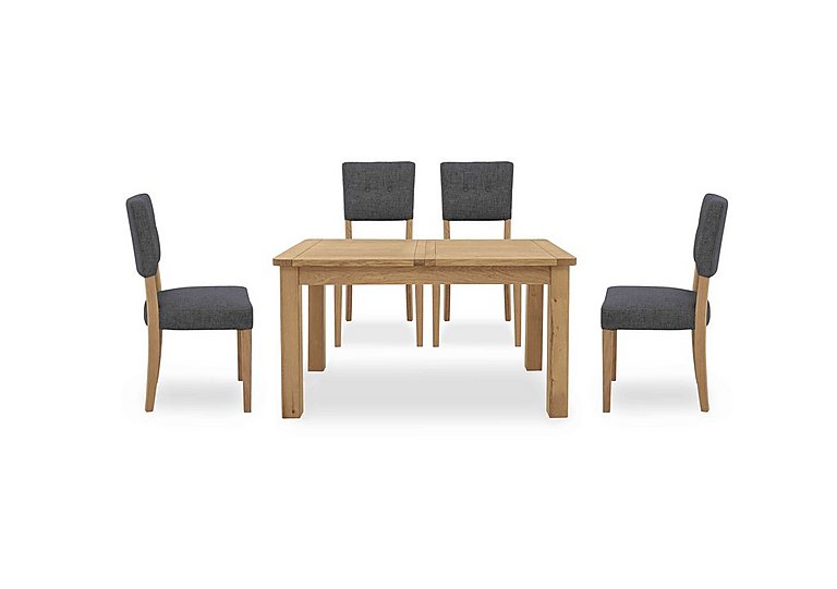 Augusta Small Rectangular Extending Dining Table and 4 Open Back Upholstered Chairs Anthracite