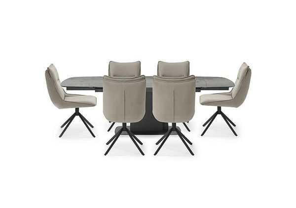 Catalina Large Extending Dining Table and 6 Swivel Chairs Taupe