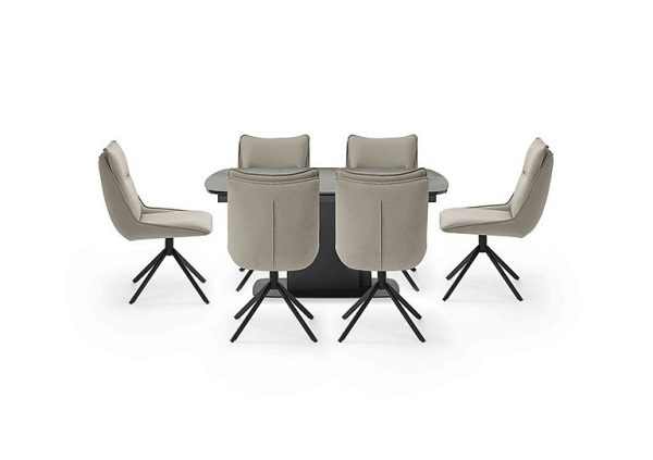 Catalina Small Extending Dining Table and 6 Swivel Chairs Taupe