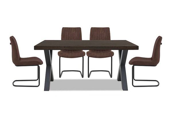 Bodahl Compact Terra Straight Edge Dining Table with X Shaped Legs and 4 Cognac Chairs Smoked