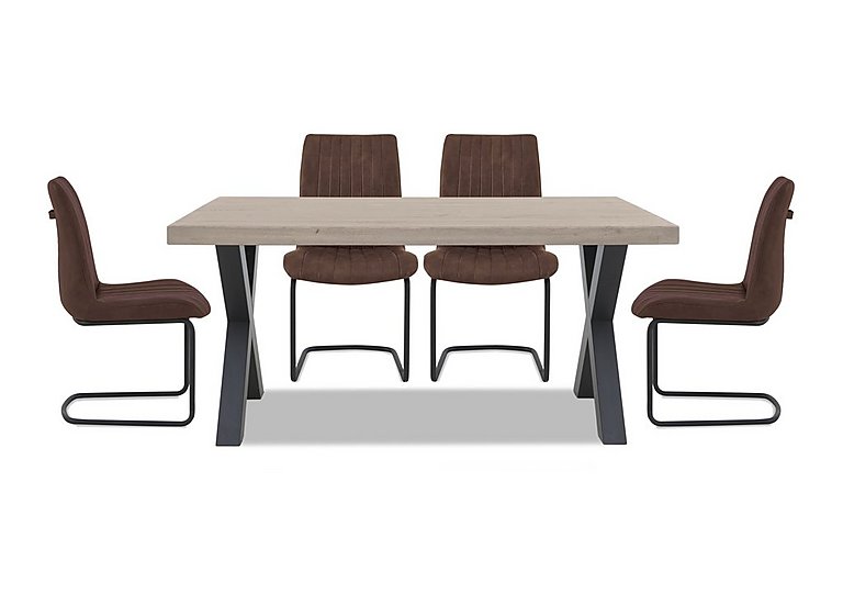 Bodahl Compact Terra Straight Edge Dining Table with X Shaped Legs and 4 Cognac Chairs White Wash