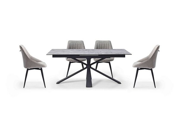 Crete Large Extending Dining Table and 4 Swivel Chairs Taupe