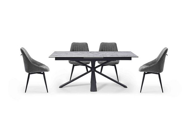 Crete Small Extending Dining Table and 4 Swivel Chairs Dark Grey