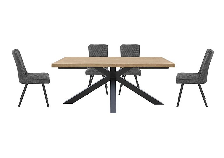 Earth Compact Dining Table with Star Base and 4 Chairs Graphite