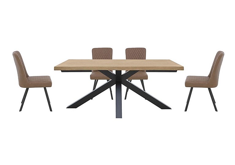 Earth Compact Dining Table with Star Base and 4 Chairs