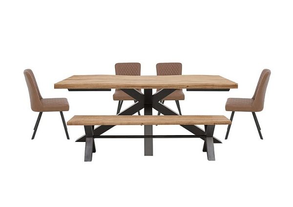 Earth Large Live Edge Dining Table with a Large Bench and 4 Chairs