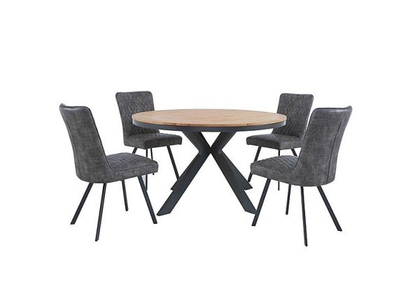 Earth Round Dining Table With 4 Chairs Graphite