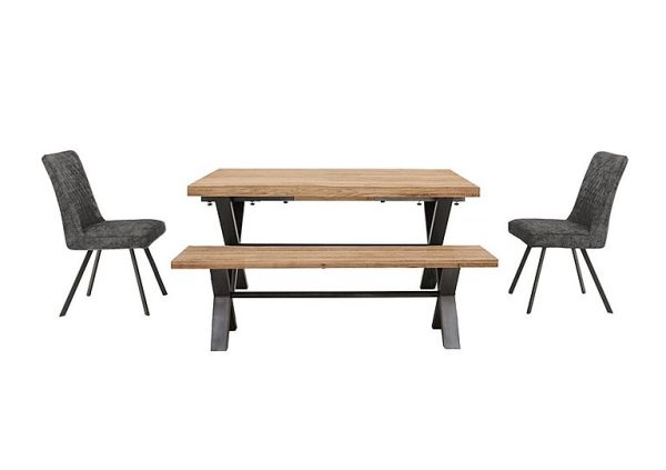 Earth Small Straight Edge Dining Table with Small Bench and 2 Chairs