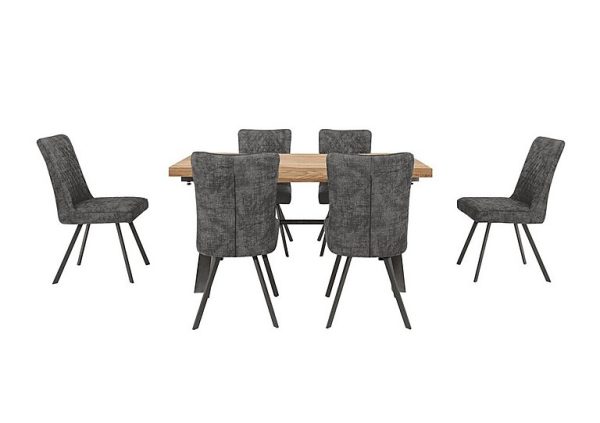 Earth Small Straight Edge Dining Table and 4 Chairs Graphite