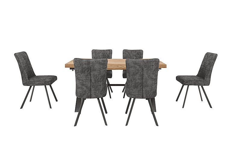 Earth Small Straight Edge Dining Table and 6 Chairs Graphite