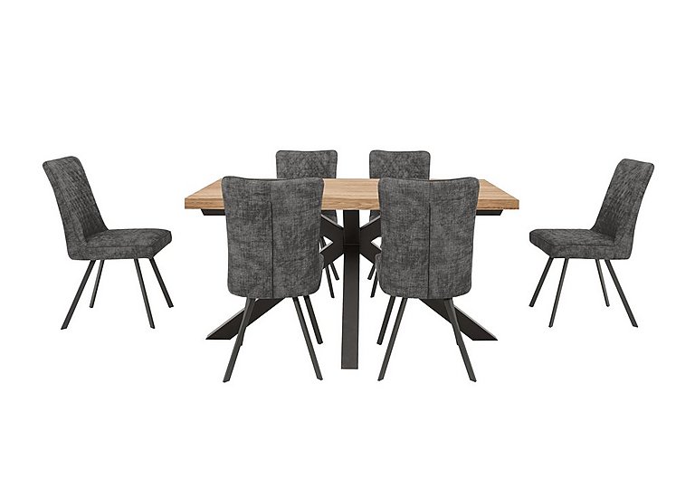 Earth Small Live Edge Dining Table and 6 Chairs Graphite