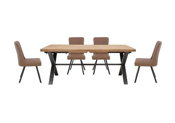 Earth Large Straight Edge Dining Table and 4 Chairs 190 cm