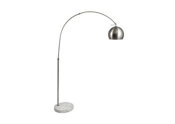 Feliciani Brushed Silver Metal and White Marble Floor Lamp