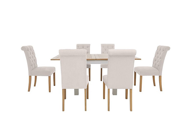 Furnitureland Hamilton Flip Top Dining Table and 6 Button Back Chairs Taupe