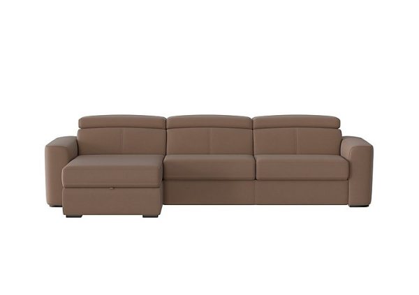 Infinity Fabric Left Hand Facing Corner Chaise Sofa Bed with Storage Tobacco