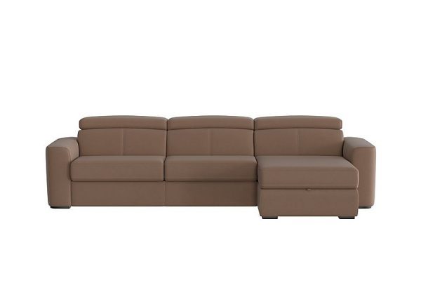 Infinity Fabric Right Hand Facing Corner Chaise Sofa Bed with Storage Tobacco