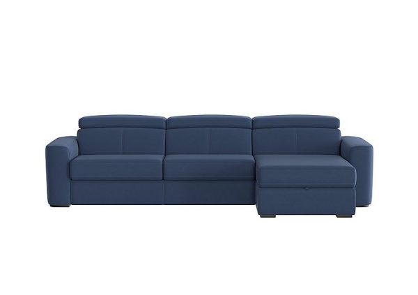 Infinity Fabric Right Hand Facing Corner Chaise Sofa Bed with Storage Blue