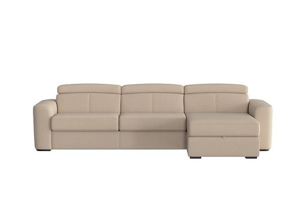 Infinity Fabric Right Hand Facing Corner Chaise Sofa Bed with Storage Bisque