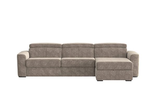 Infinity Fabric Right Hand Facing Corner Chaise Sofa Bed with Storage Mink