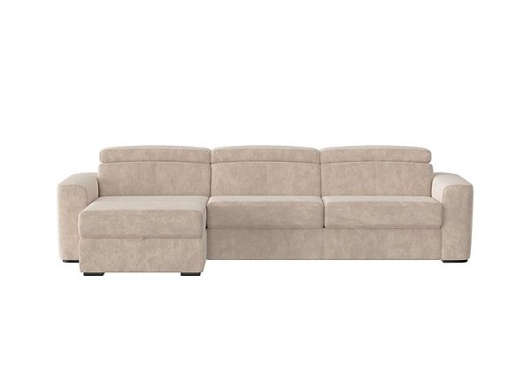 Infinity Fabric Left Hand Facing Corner Chaise Sofa Bed with Storage Cream