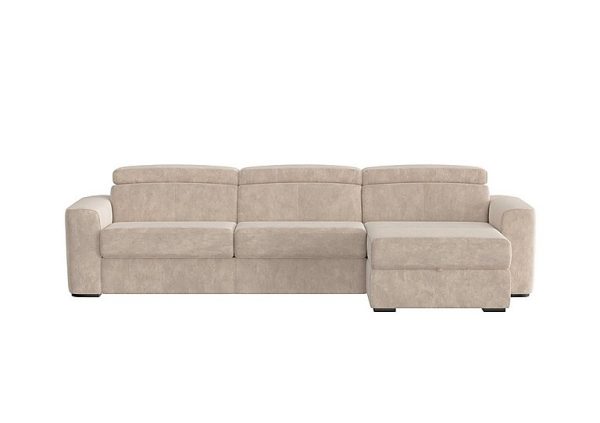 Infinity Fabric Right Hand Facing Corner Chaise Sofa Bed with Storage Cream