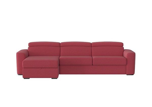 Infinity Fabric Left Hand Facing Corner Chaise Sofa Bed with Storage Red