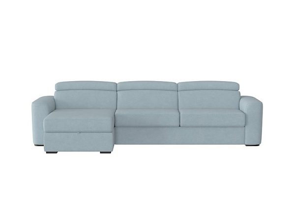 Infinity Fabric Left Hand Facing Corner Chaise Sofa Bed with Storage Baby Blue