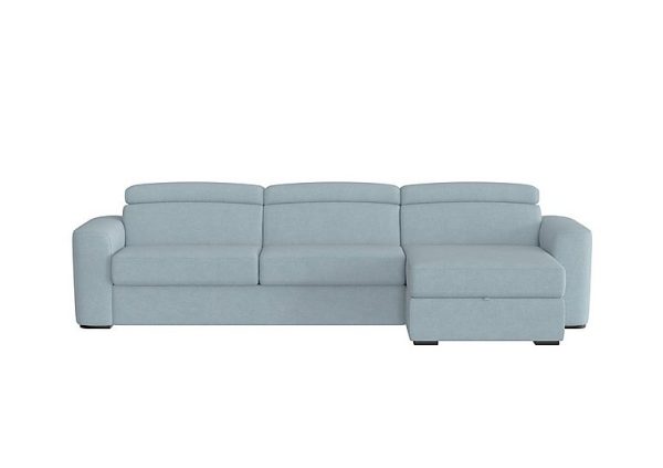 Infinity Fabric Right Hand Facing Corner Chaise Sofa Bed with Storage Baby Blue