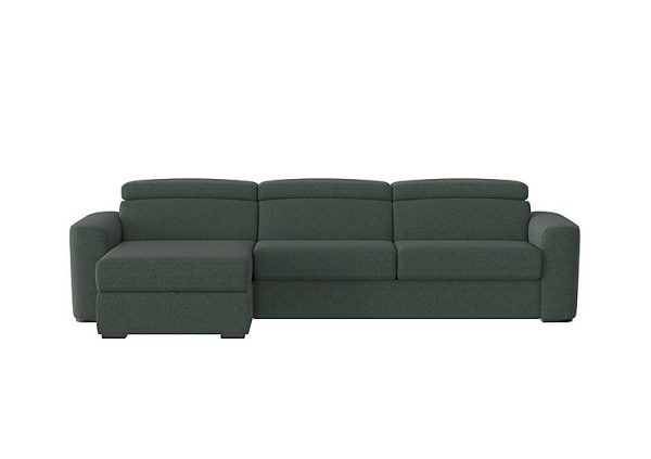 Infinity Fabric Left Hand Facing Corner Chaise Sofa Bed with Storage Moss Green