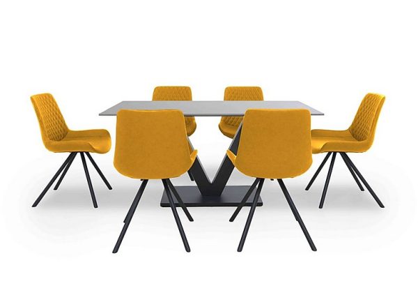 Ion Fixed Dining Table with 6 Fabric Chairs 135 cm