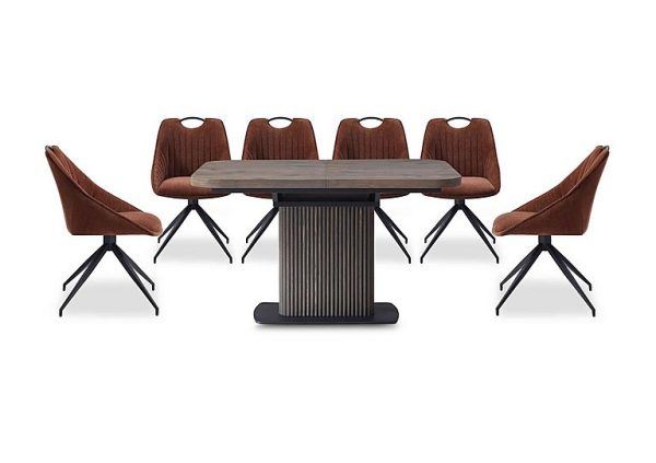 Jai Small Extending Dining Table with 6 Swivel Chairs