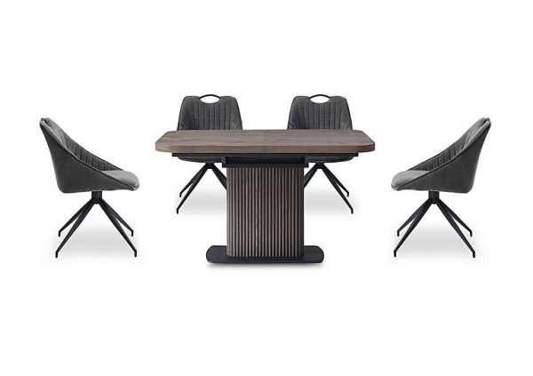 Jai Small Extending Dining Table with 4 Swivel Chairs Dark Grey