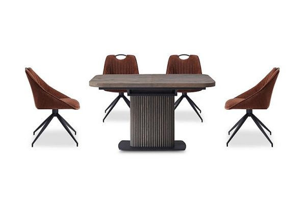 Jai Small Extending Dining Table with 4 Swivel Chairs