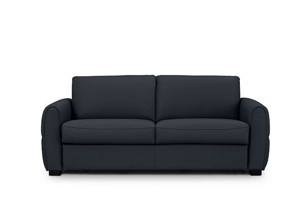 Jaxx Leather Sofa Bed with Arch Arms Navy