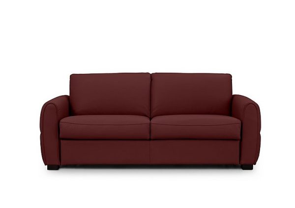 Jaxx Leather Sofa Bed with Arch Arms Ruby