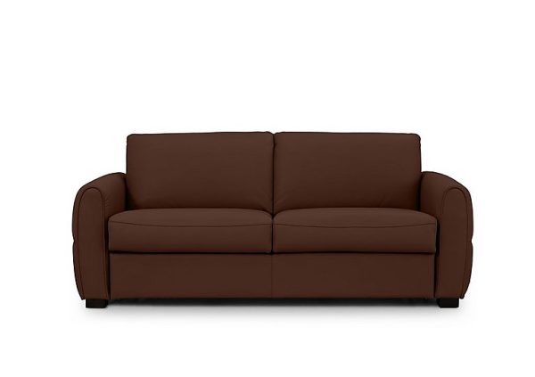 Jaxx Leather Sofa Bed with Arch Arms Chocolate