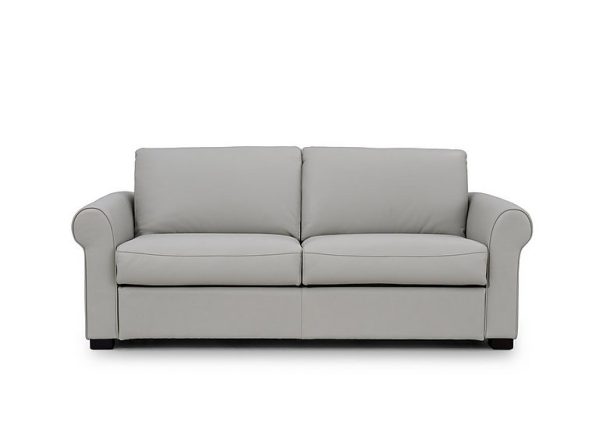 Jaxx Leather Sofa Bed with Scroll Arms Lead Grey