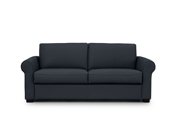 Jaxx Leather Sofa Bed with Scroll Arms Navy