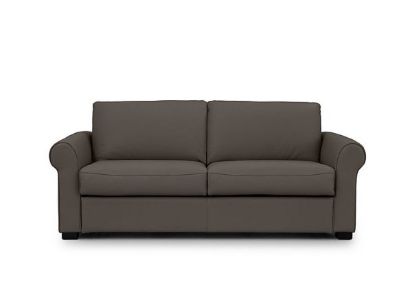 Jaxx Leather Sofa Bed with Scroll Arms Storm