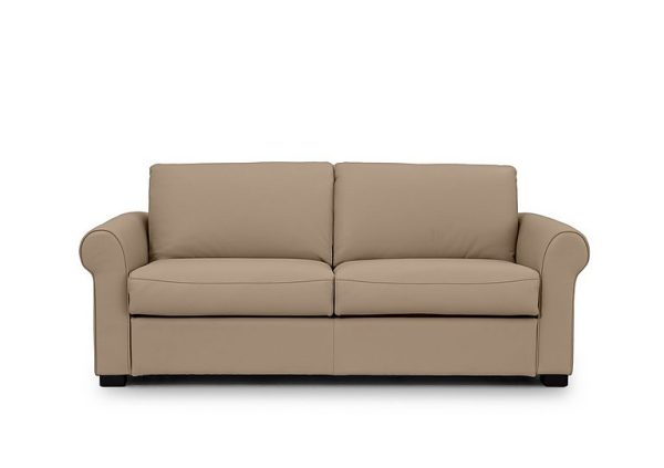 Jaxx Leather Sofa Bed with Scroll Arms Barley