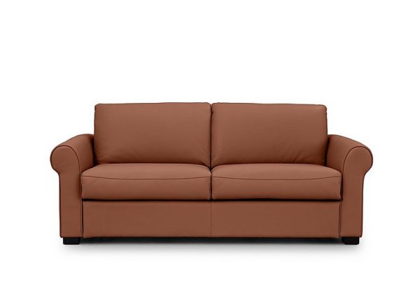 Jaxx Leather Sofa Bed with Scroll Arms Butterscotch