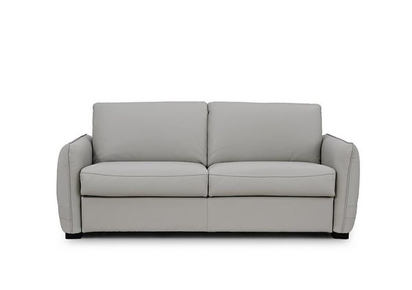 Jaxx Leather Sofa Bed with Slim Arms Lead Grey