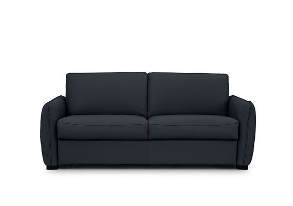 Jaxx Leather Sofa Bed with Slim Arms Navy