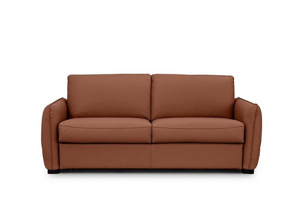 Jaxx Leather Sofa Bed with Slim Arms Butterscotch