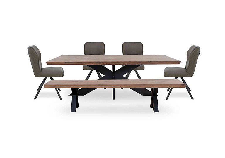 Bodahl Loki Large Dining Table with Bench and 4 Steel Swivel Chairs Desert