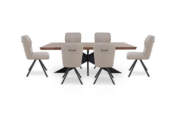 Bodahl Loki Small Dining Table and 6 Taupe Swivel Chairs Desert