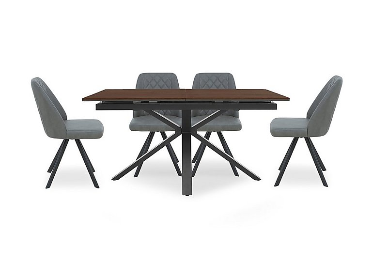 Mars Pop up Dining Table with 4 Faux Leather Swivel Chairs Grey