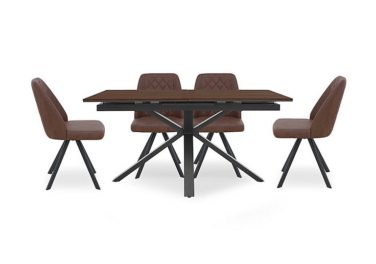 Mars Pop up Dining Table with 4 Faux Leather Swivel Chairs