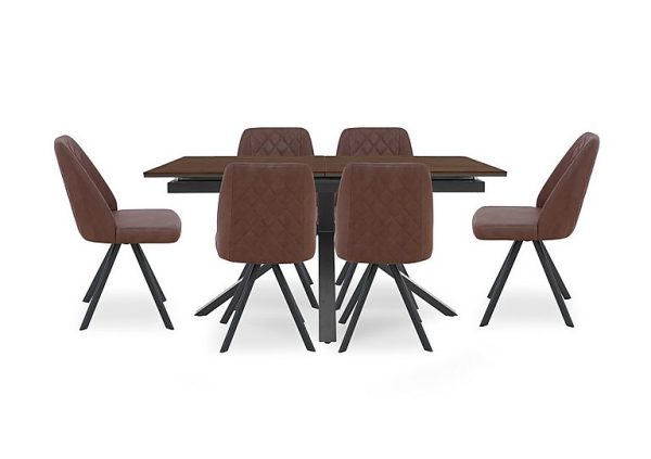 Mars Pop up Dining Table with 6 Faux Leather Swivel Chairs